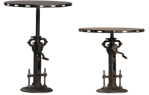 Custom Made Steampunk Round Bistro Table, Telescoping Pedestal