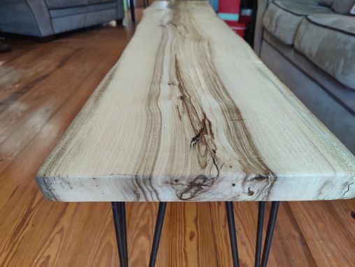 Custom Made Live Edge Hackberry Coffee Table - Handmade Sofa Table - Rustic Natural Slab