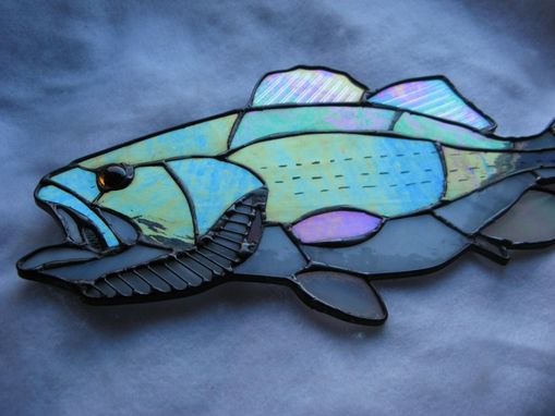 Custom Made Striped Large Mouth Bass Stained Glass Art