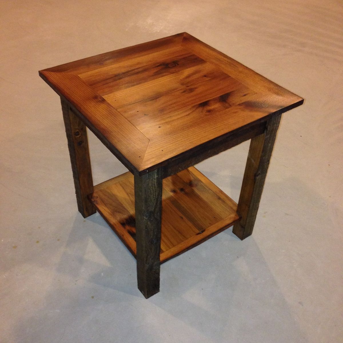 Hand Crafted Reclaimed Barnwood End Table by Ore Dock Design