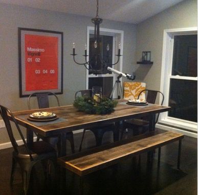 Custom Made Mixed Reclaimed Oak Dinning Table & Matching Bench