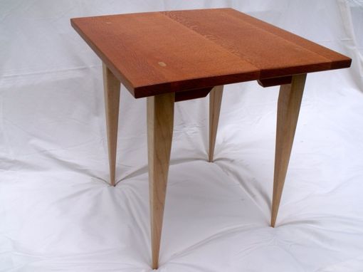 Custom Made End Table Of Lacewood And Flame Maple