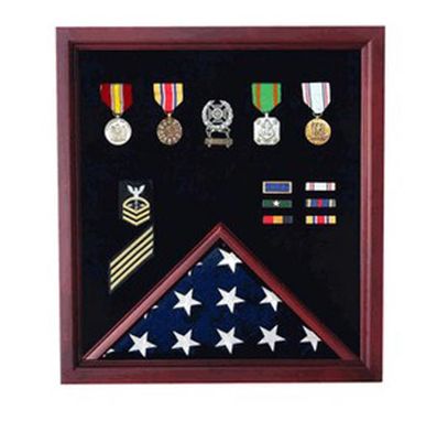 Custom Made Retirement Flag And Badge Display Case