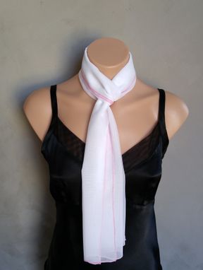 Custom Made White Chiffon Scarf With Pink Edging