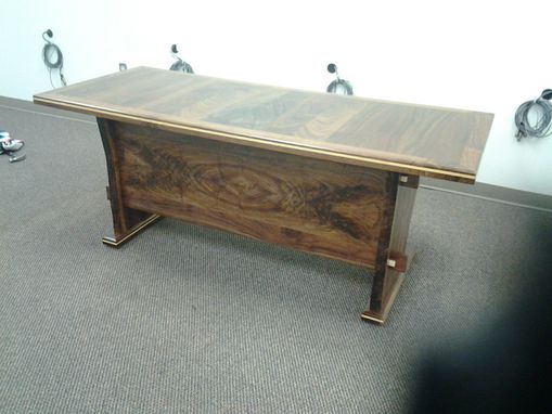 Custom Made Walnut Executive Desk, Conference Table. Bookmatched Top