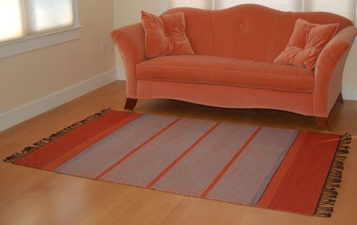 Custom Made Hand-Woven Orange Grey Rug