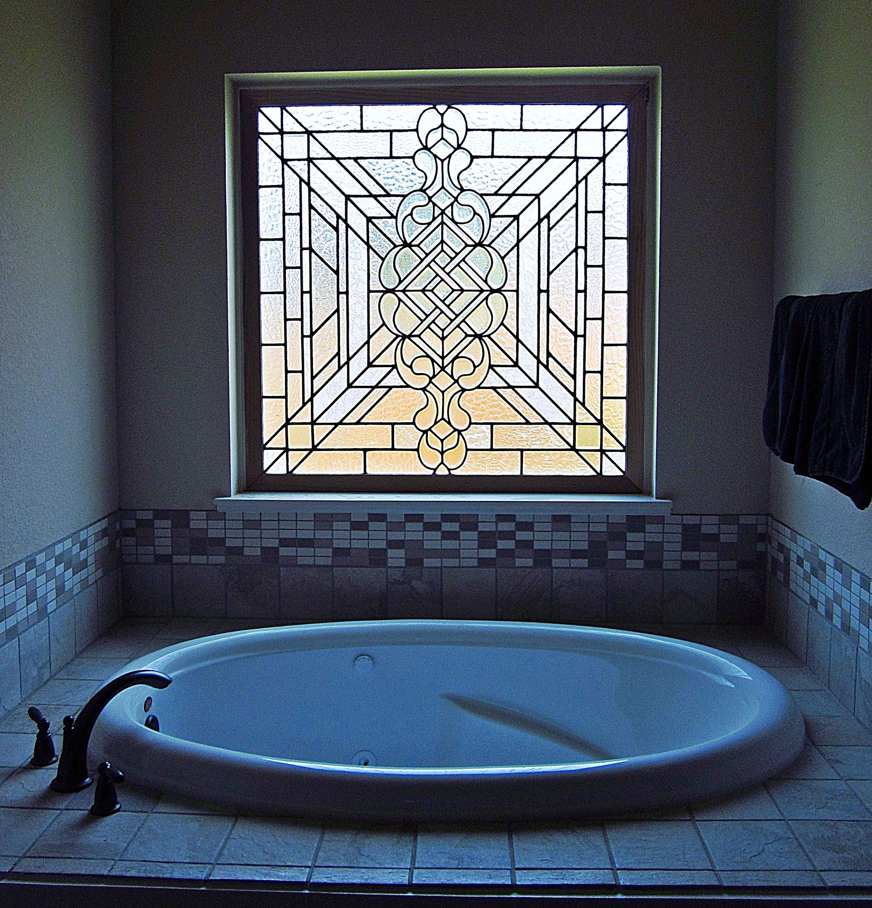 Hand Made Bathroom Privacy Stained Glass Panels by Art Glass Ensembles