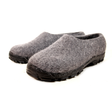 Custom Made Men's Eco-Friendly Wool Moccasin Slippers Gray