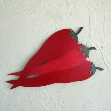 Custom Made Red Chili Peppers - Kitchen Wall Art Sculpture Reclaimed Metal Vegetable Art Decor