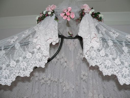 Custom Made Lace Canopy W/Silk Flowers Crown
