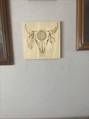 Custom Made Native American Cow Skull Wood Burning