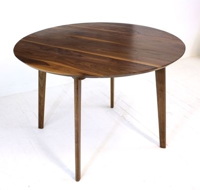 Custom Made Isabelle Mid Century Modern Solid Round Walnut Dining Table