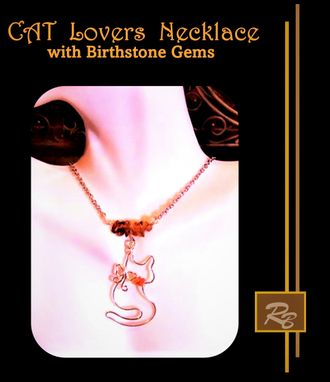 Custom Made Cat Necklace, Cat Jewelry, Cats, Gifts, Cat Lover, Birthstone Necklace