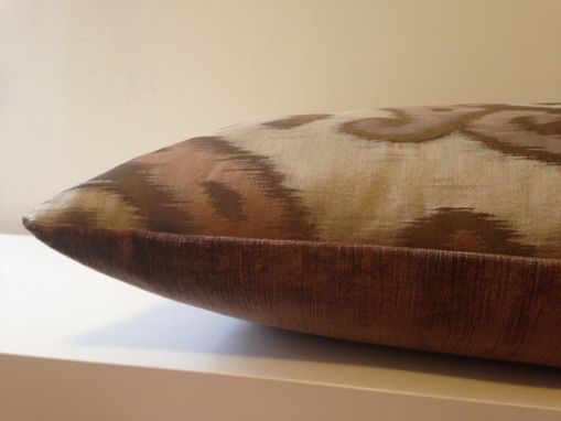 Custom Made One Of A Kind, Golden Brown Decorative Pillow, Handmade With Designer Fabrics