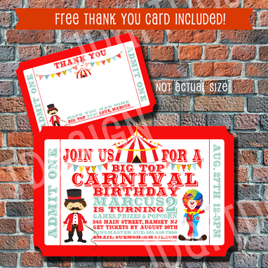 Custom Made Printable Children Party Theme Invitations W/Free Thank You Cards