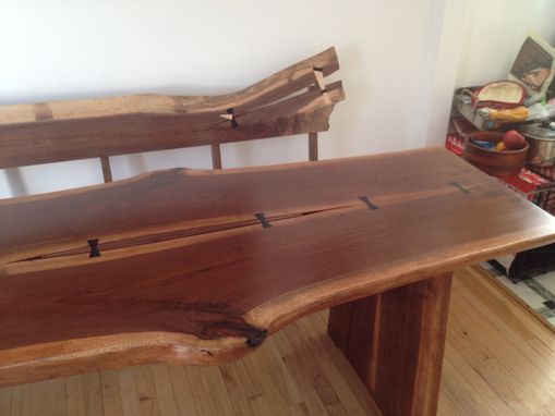 Custom Made Walnut Dinning Table With Benches