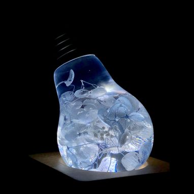 Custom Made Ep Light Handmade Led Lights, Decorative Table Lamp, E26 Led Bulb - Blue Hydrangea