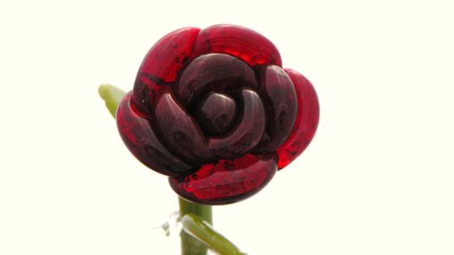 Custom Made Dark Red Glass Rose Ornament