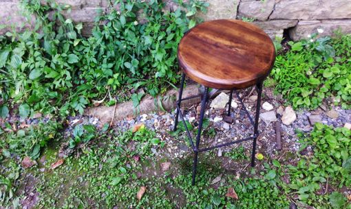 Custom Made Reclaimed Wood Industrial Style French Bistro Stool