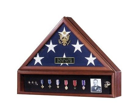 Custom Made American Flag Case And Medal Display Case - Presidential