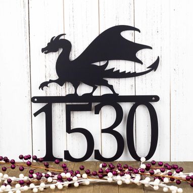 Custom Made Dragon Metal House Number Sign, Fantasy, Medieval, Metal Wall Art, Dragon Sign, Outdoor Sign