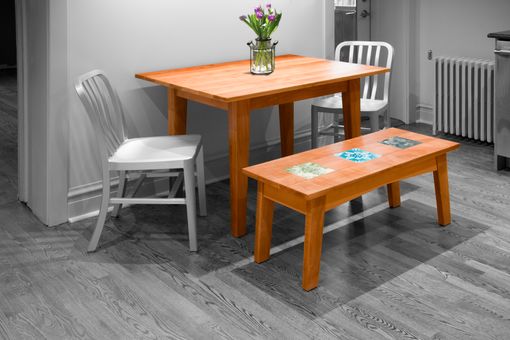 Custom Made Pear Kitchen Table + Bench With Tiles