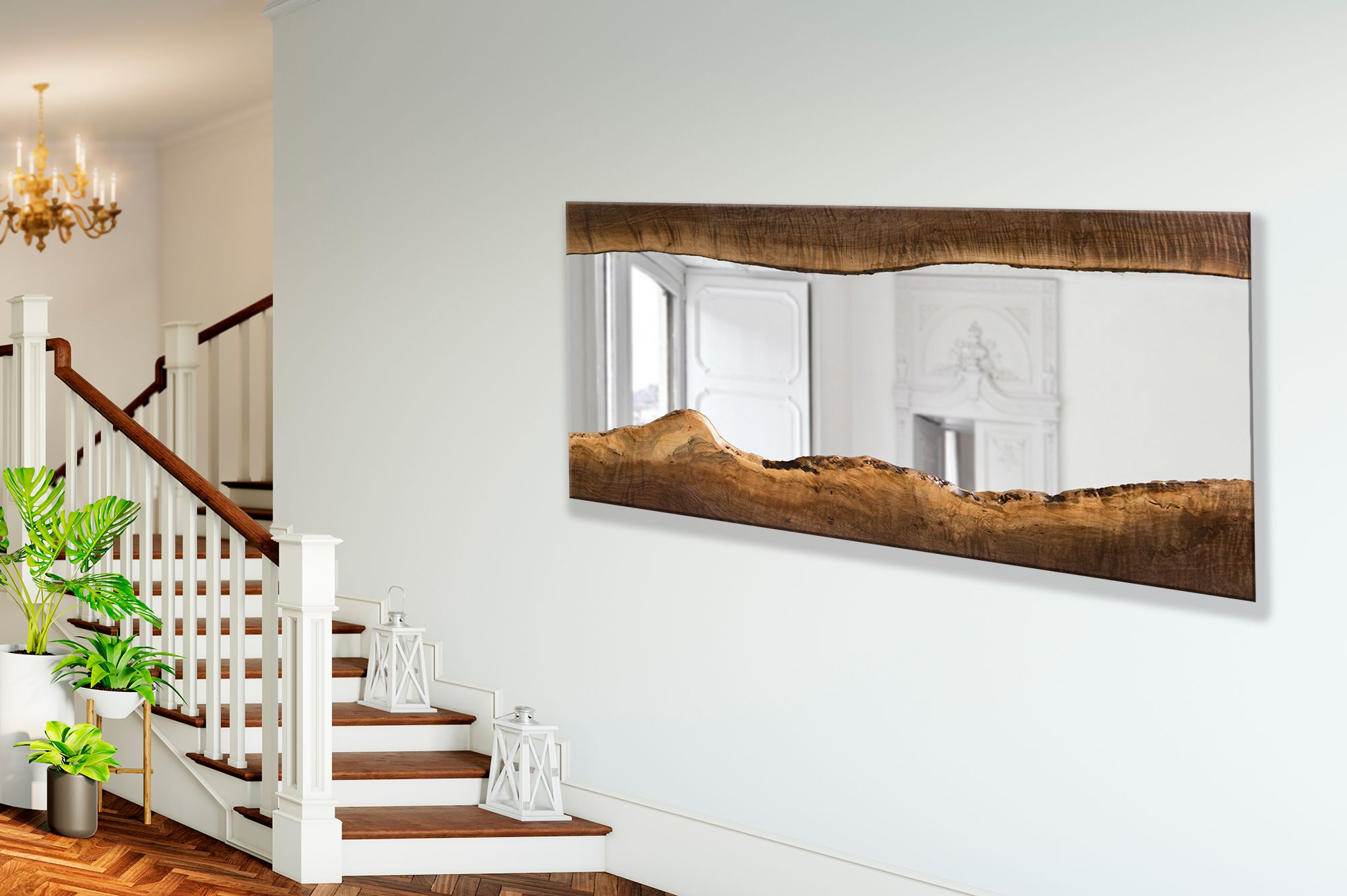 Custom Henry Black Walnut Live Edge Wood Mirror Modern Simple