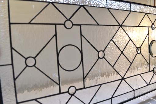 Custom Made 22-04 Custom Stained Glass Transom Window In Clear Textures And Beveled Glass