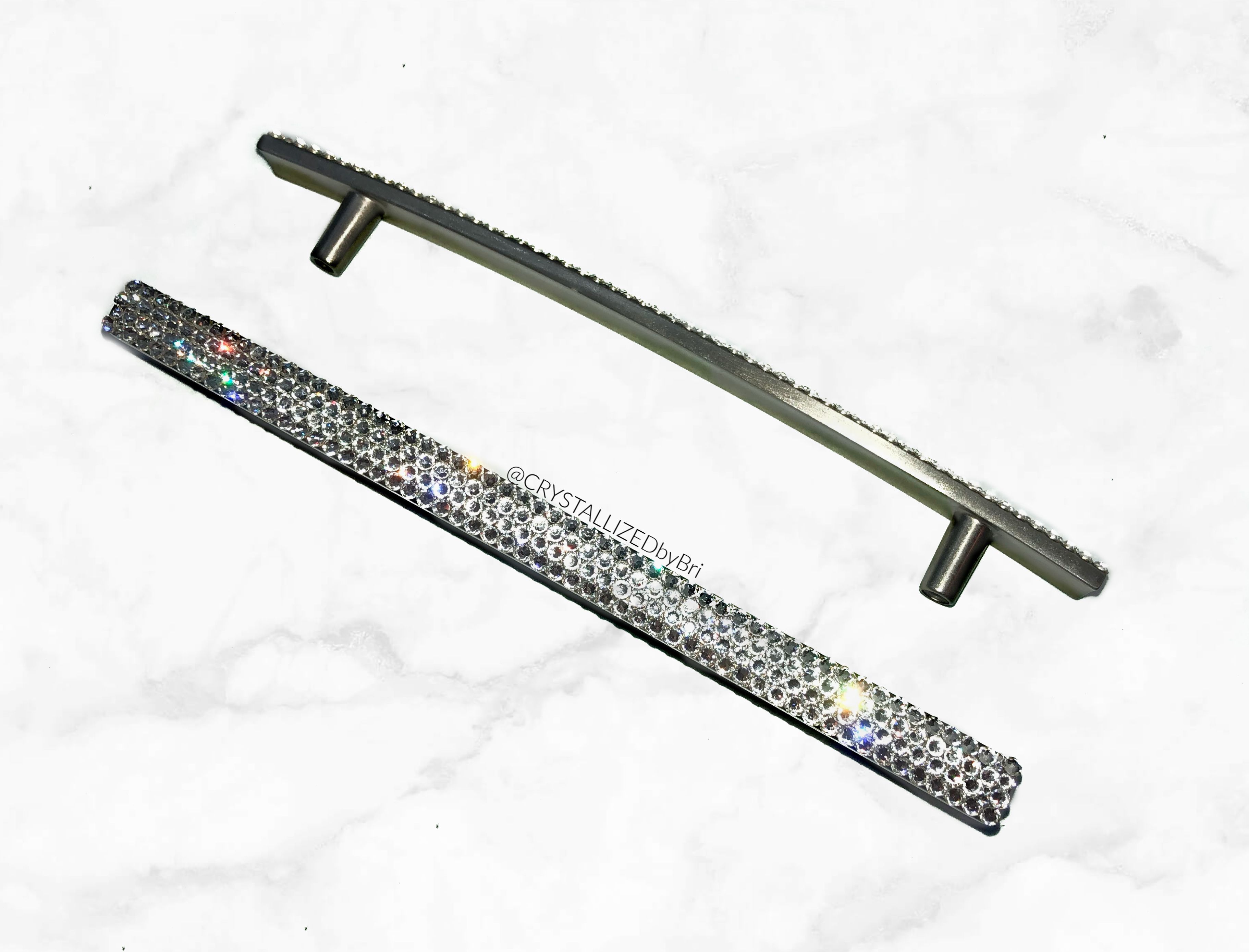 Buy Handmade Pair Crystallized Satin Nickel Handle Pulls Home