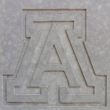 Custom Made Concrete And Wood Benches, University Of Arizona Logo
