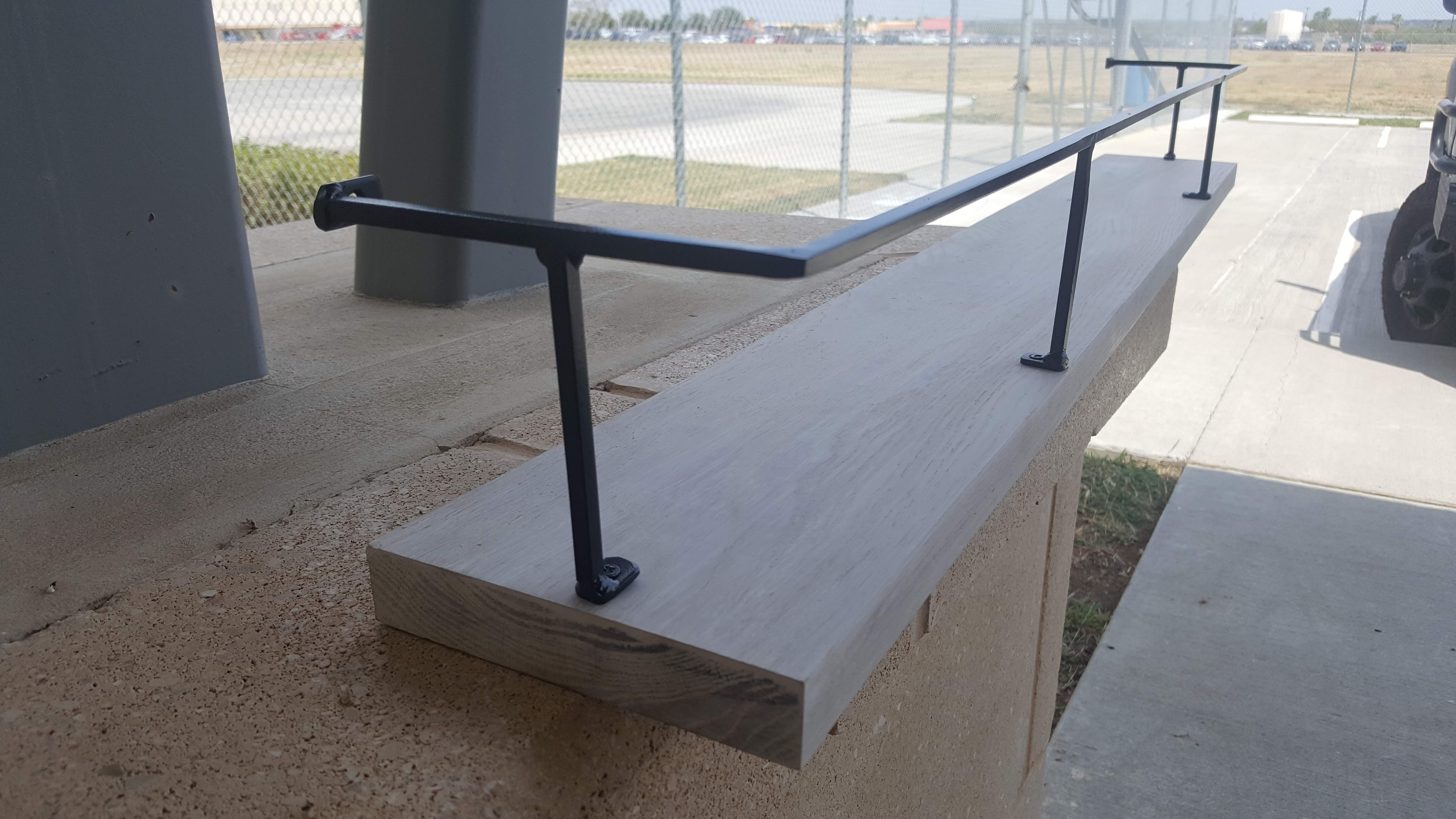 Custom Country Style Floating Shelf With Metal Rail by Dirty Metal