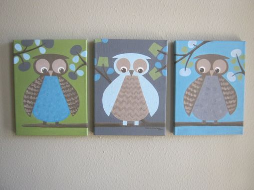 Custom Made Custom Nursery Artwork - Dwell Studio Owls