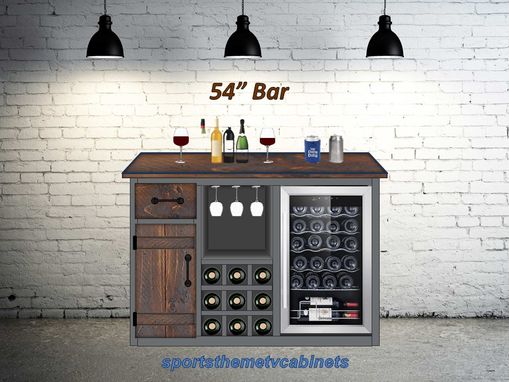 Custom Made 54" Liquor Bar Cabinet With Refrigerator Storage