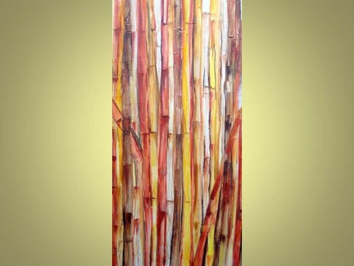 Custom Made 25% Off Sale- Bamboo Painting Original Abstract -18"X36" Brown Yellow Beige Modern Painting