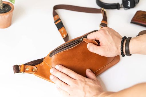 Custom Made Leather Fanny Pack, Leather Belt Bag, Adjustable Crossbody Bag, Leather Sling Bags For Men And Women