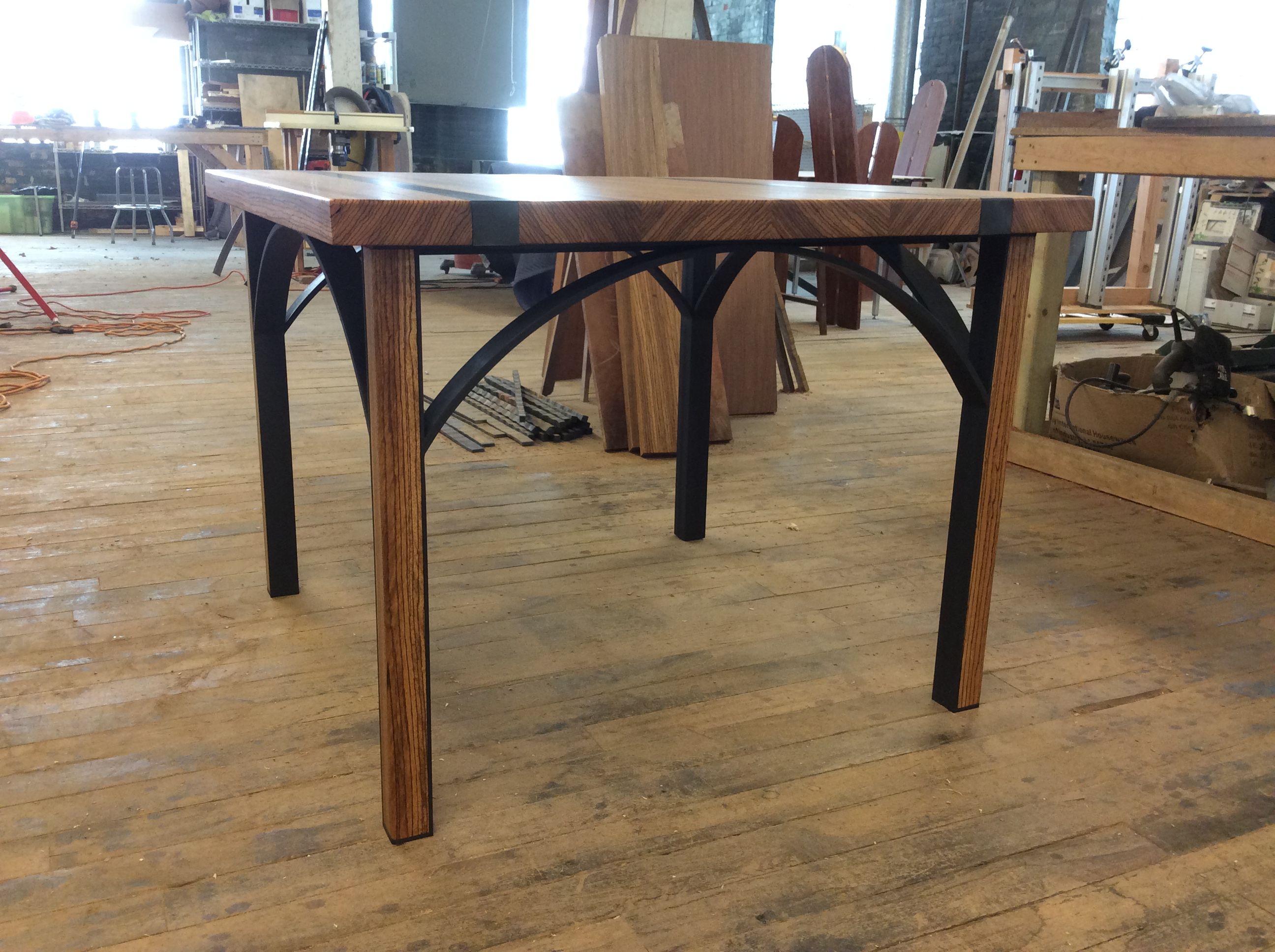 Custom Made Zebra Wood Dining Table by Donald Mee Designs