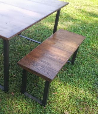 Custom Made Reclaimed Wood Table And Bench With Steel Legs