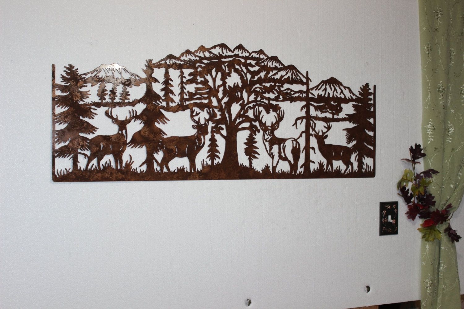 Hand Crafted Deer And Mountain Scene With 4 Majestic Bucks 