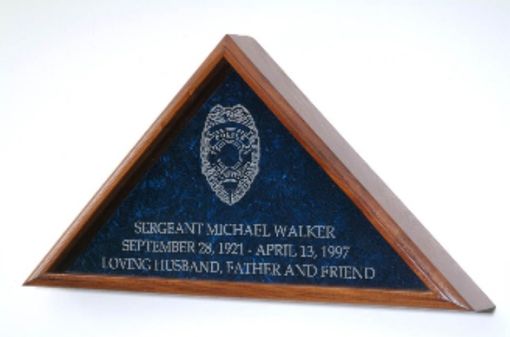 Custom Made Large Flag Display Case With Engraved Law Enforcement Emblem