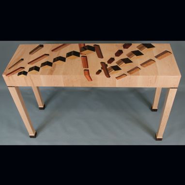 Custom Made Abstract Illusionism In Furniture™ Exotic Wood Console Table