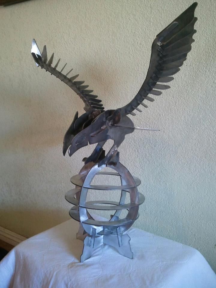 Hand Made 3d Cnc Cut Metal Eagle Art Statue by JD 