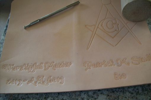 Custom Made Custom Leather Masonic Day Planner In Weathered Color