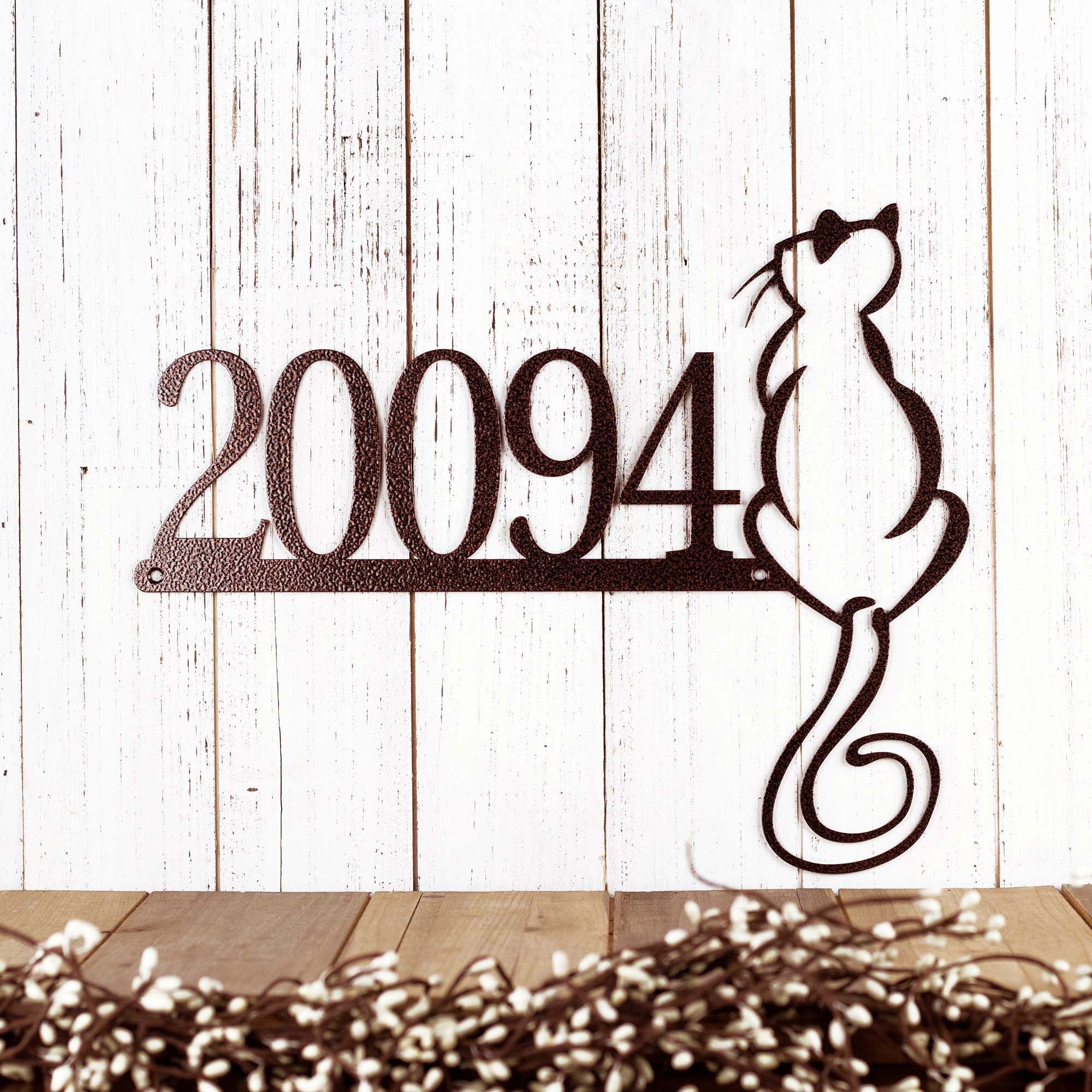 Buy Hand Made Cat House Number Metal Sign, Address Sign, Custom Sign