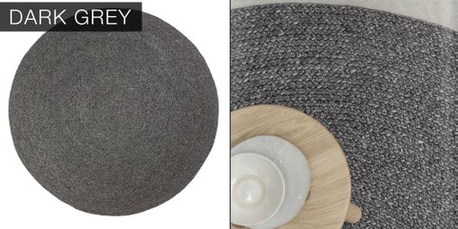 Custom Made Cable Knit Modern Round Hand Braided Woven Wool Rug- Light Grey