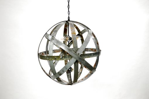 Custom Made Wine Barrel Ring Chandelier - Colossus - Made From Retired California Wine Barrel Rings