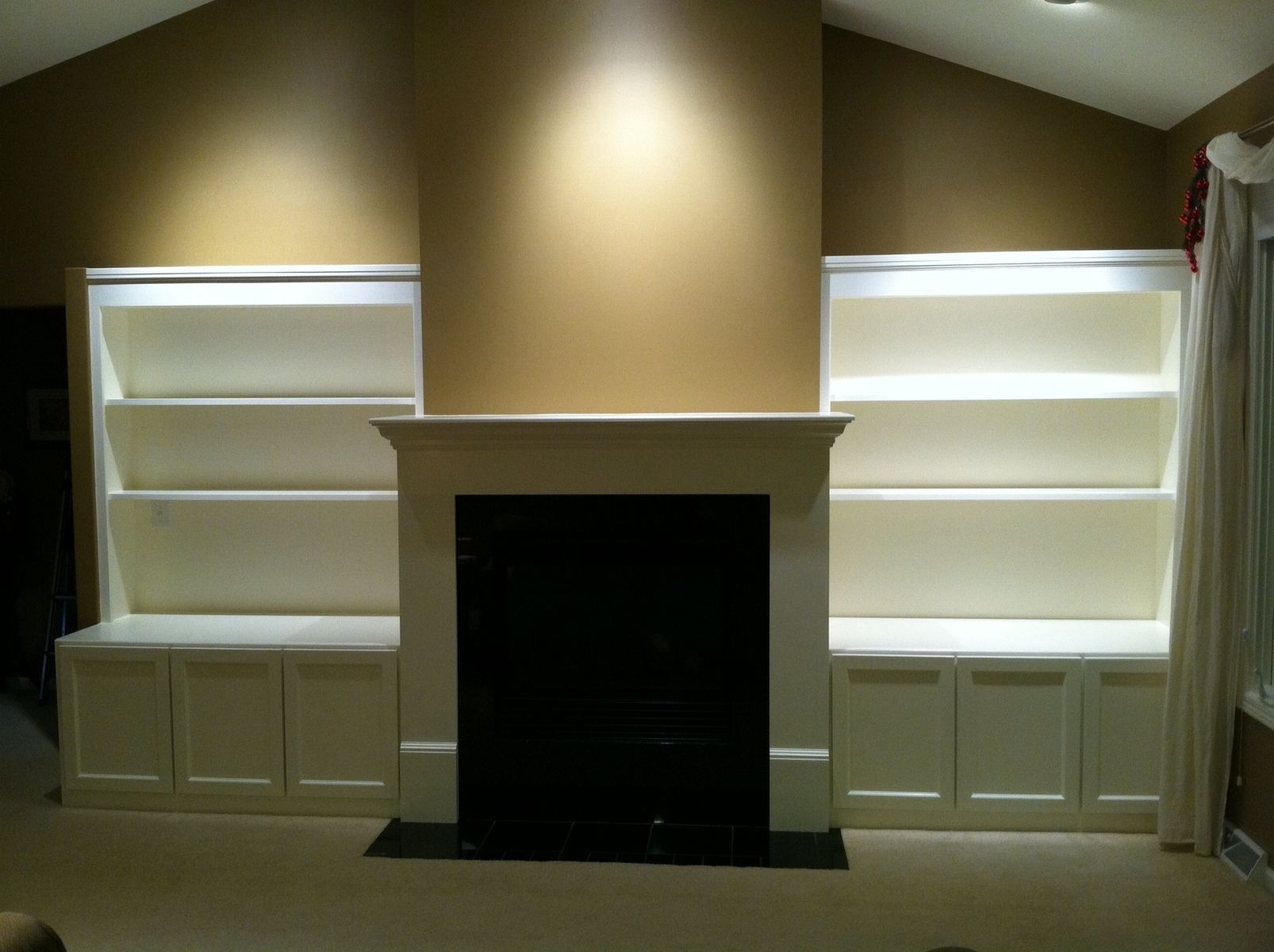 Hand Made Build In Media Cabinets Shelving Fireplace Mantel