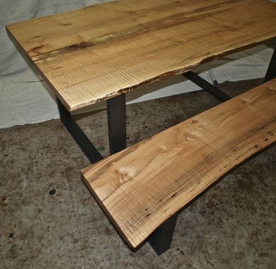 Custom Made Live Edge Maple Table & Bench