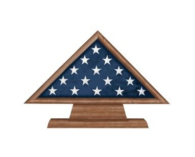 Custom Made Memorial Flag Case For 3 X 5 Flag+Pedestal With Engraved Plate