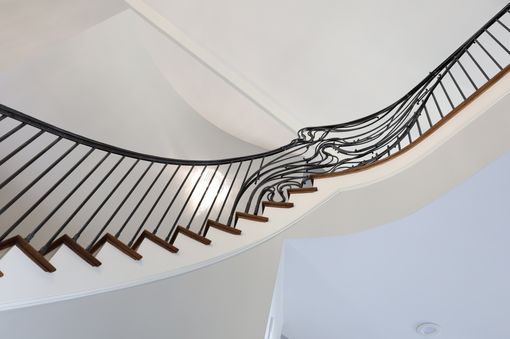 Custom Made Staircase Railings. Art Nouveau Custom Metal Railing.