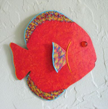 Custom Made Handmade Upcycled Metal Tropical Fish Wall Art Sculpture In Red
